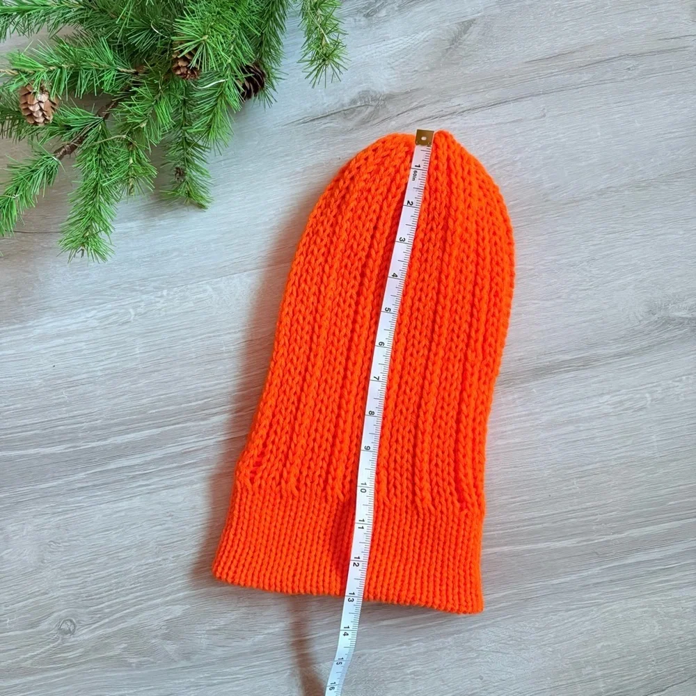 Handmade Orange Coral Knit Winter Beanie Hat